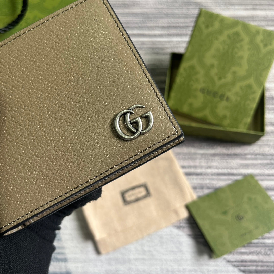 Luxury Gucci GG MARMONT 11 BIFOLD WALLET IN MOCHA BROWN CALFSKIN