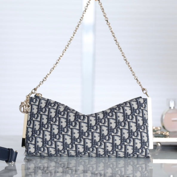 Luxury DiorCLUB 27 HANDBAG IN BLUE OBLIQUE JACQUARD
