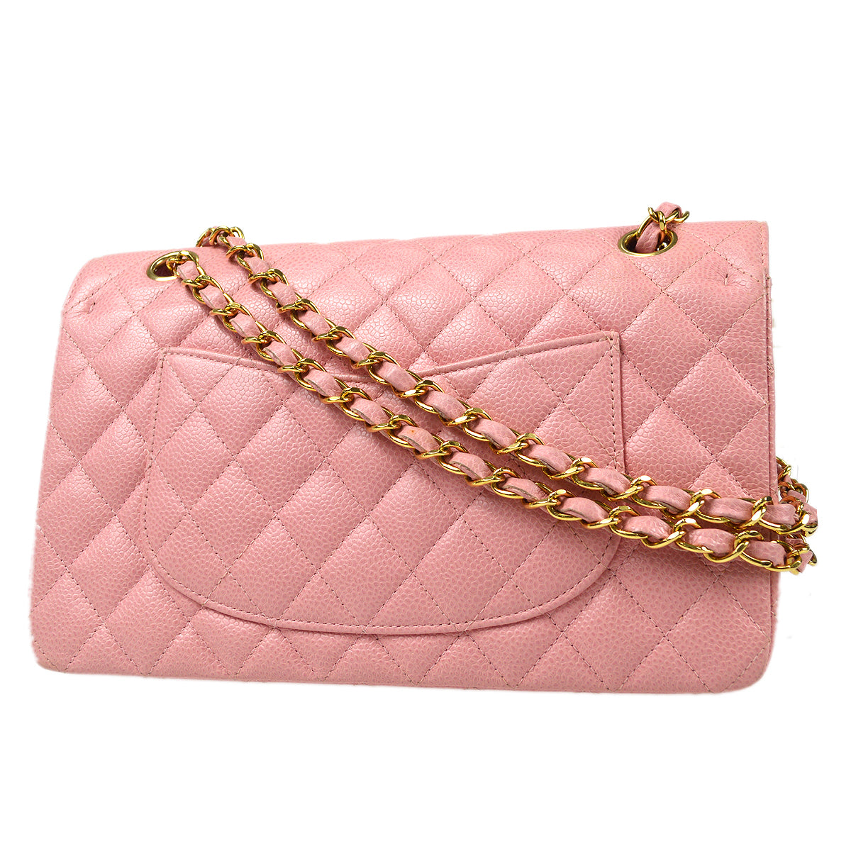 CHANEL Classic Double Flap Medium Shoulder Bag Pink Caviar 87881