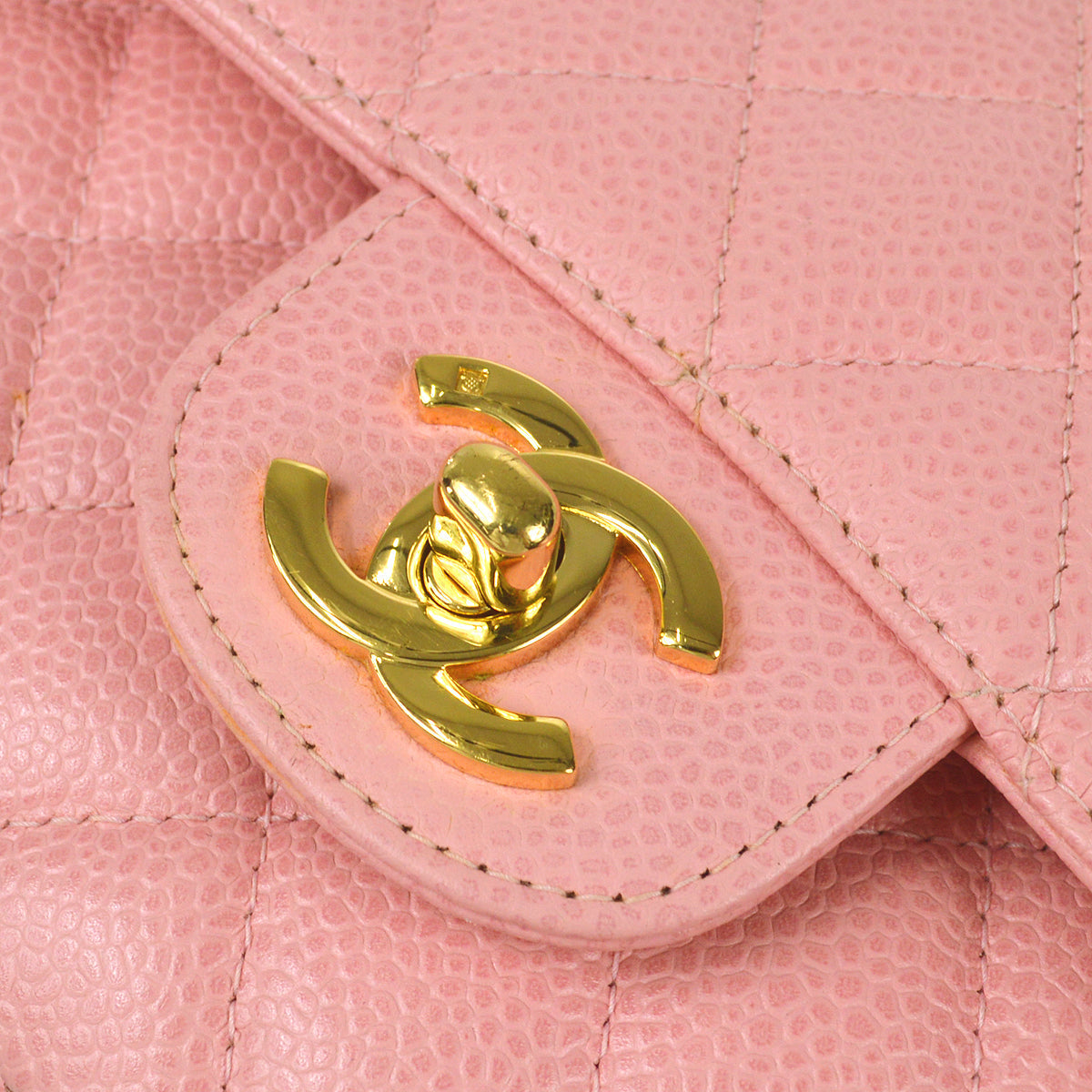 CHANEL Classic Double Flap Medium Shoulder Bag Pink Caviar 87881