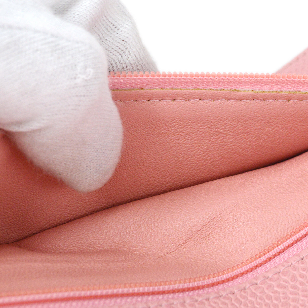 CHANEL Classic Double Flap Medium Shoulder Bag Pink Caviar 87881