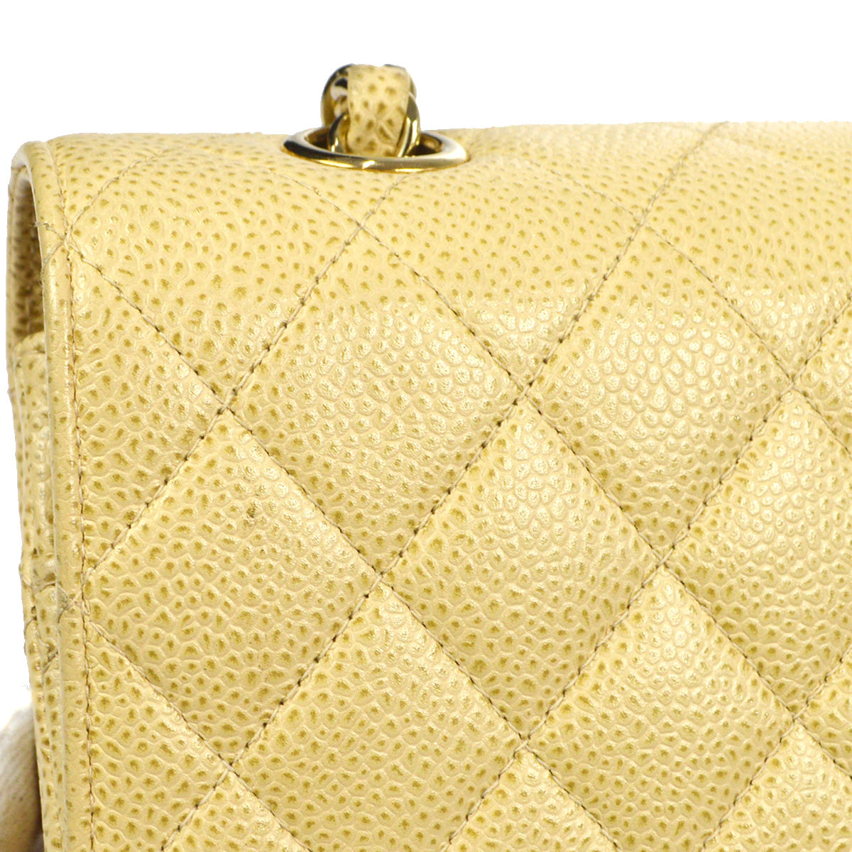 CHANEL 2001-2003 Classic Double Flap Medium Beige Caviar 87886