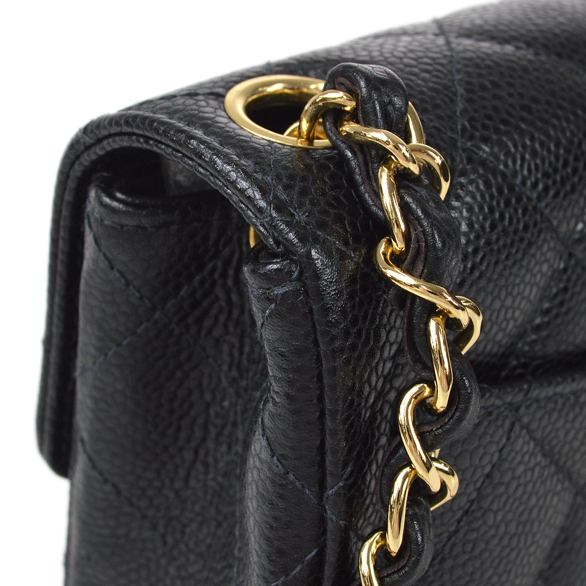 CHANEL 2003-2004 Classic Flap Mini Square 17 Black Caviar 87888
