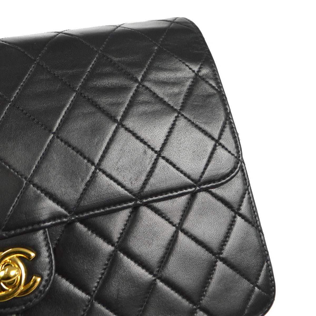 CHANEL 2000-2001 Turnlock Half Flap Medium Black Lambskin 96826