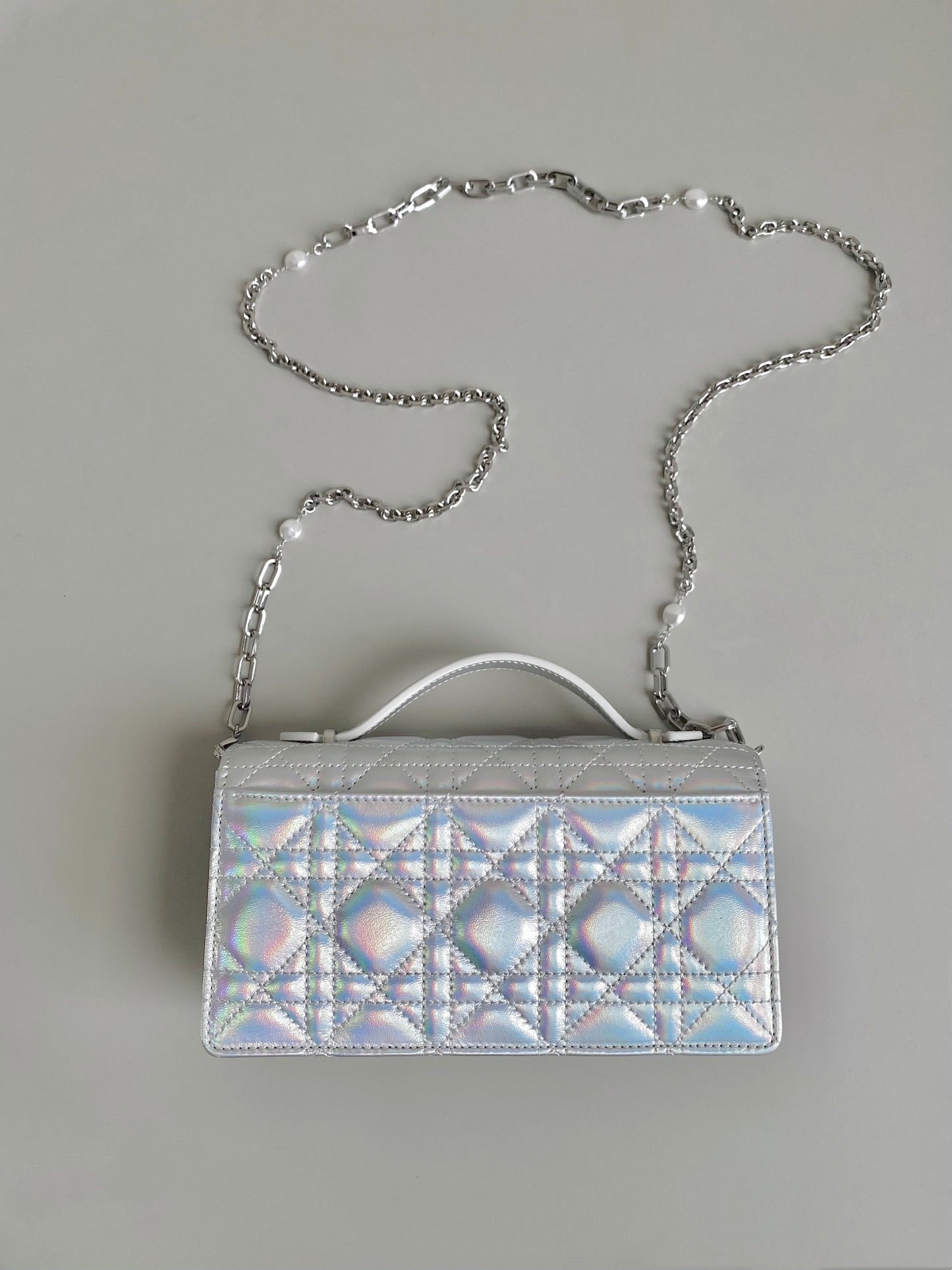 Luxury DiorLADY 21 CHAIN BAG IN SILVER LAMBSKIN