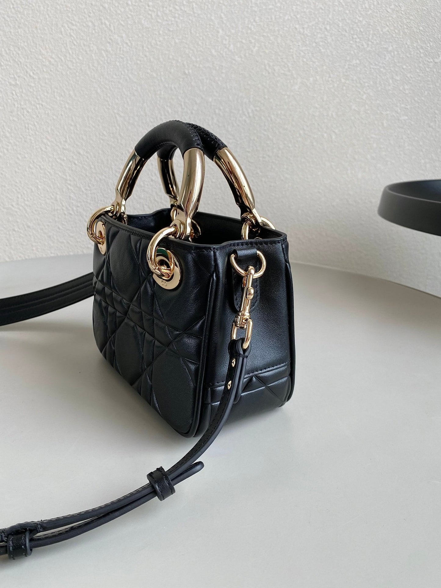 Luxury DiorMINI LADY 19 BAG IN BLACK LAMBSKIN