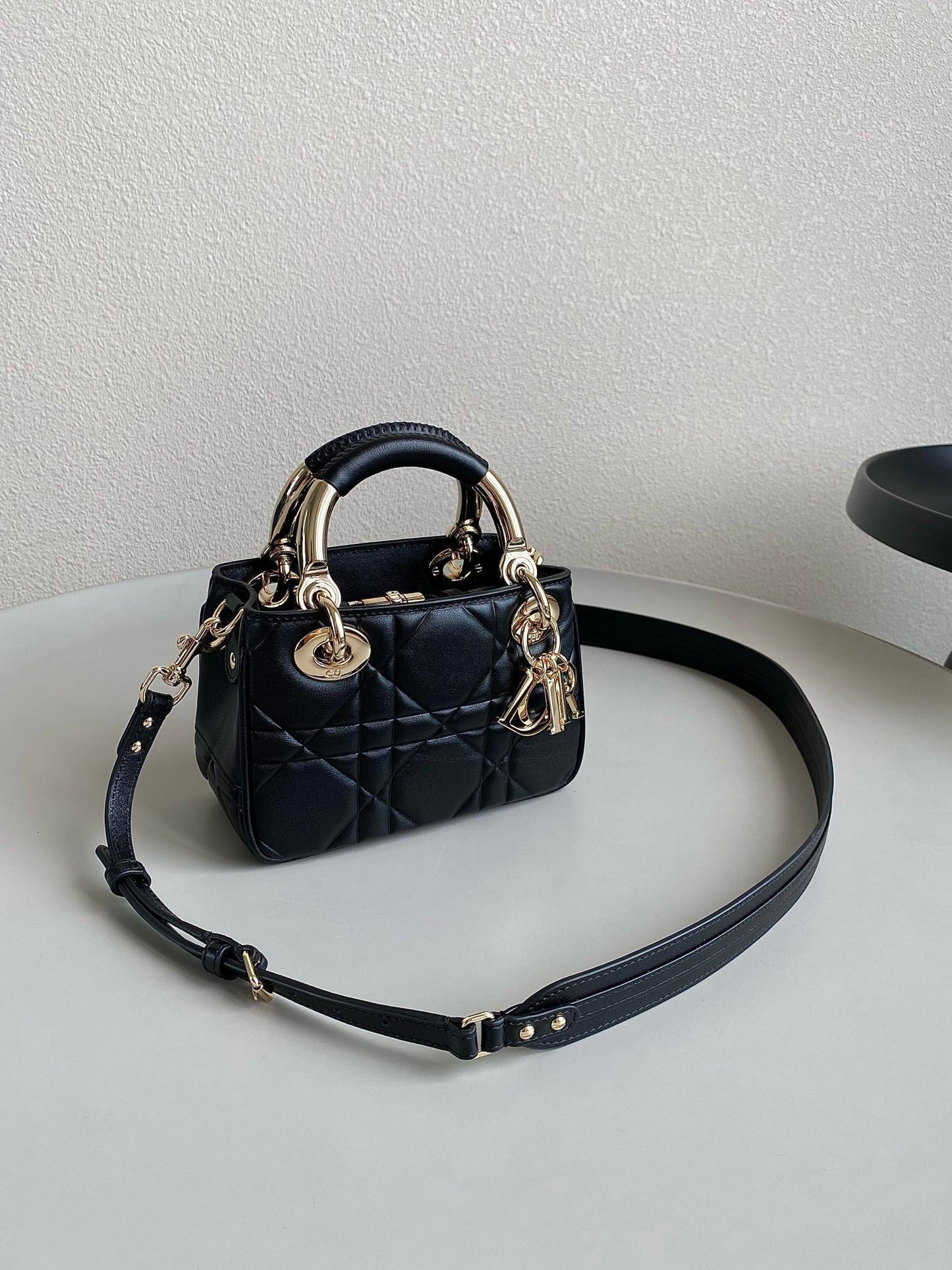 Luxury DiorMINI LADY 19 BAG IN BLACK LAMBSKIN