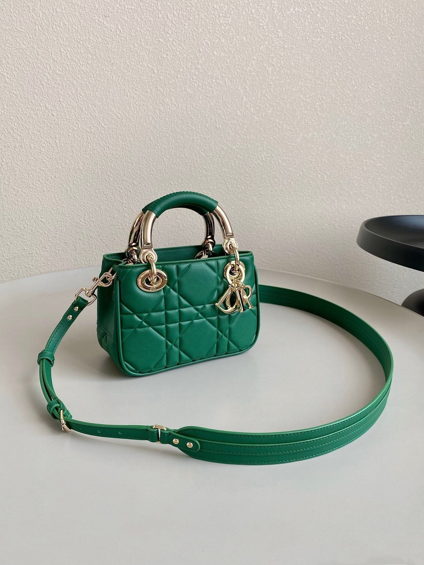 Luxury DiorMINI LADY 19 IN FOREST GREEN LAMBSKIN