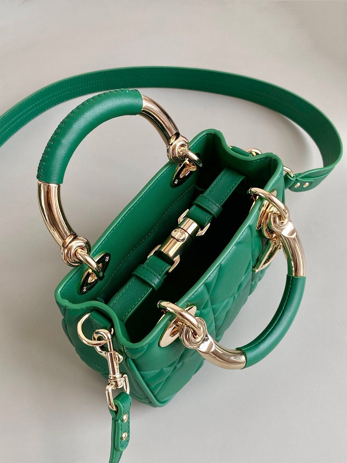 Luxury DiorMINI LADY 19 IN FOREST GREEN LAMBSKIN