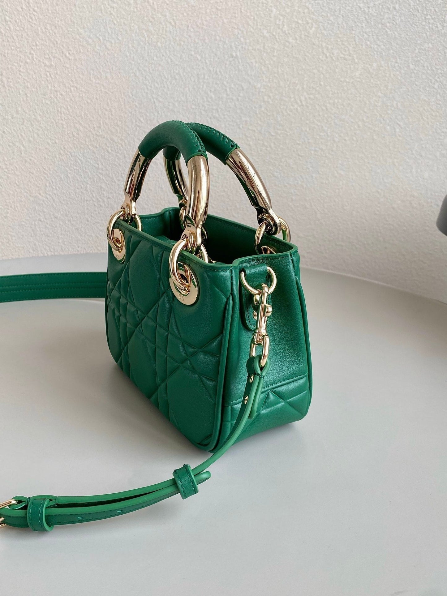 Luxury DiorMINI LADY 19 IN FOREST GREEN LAMBSKIN