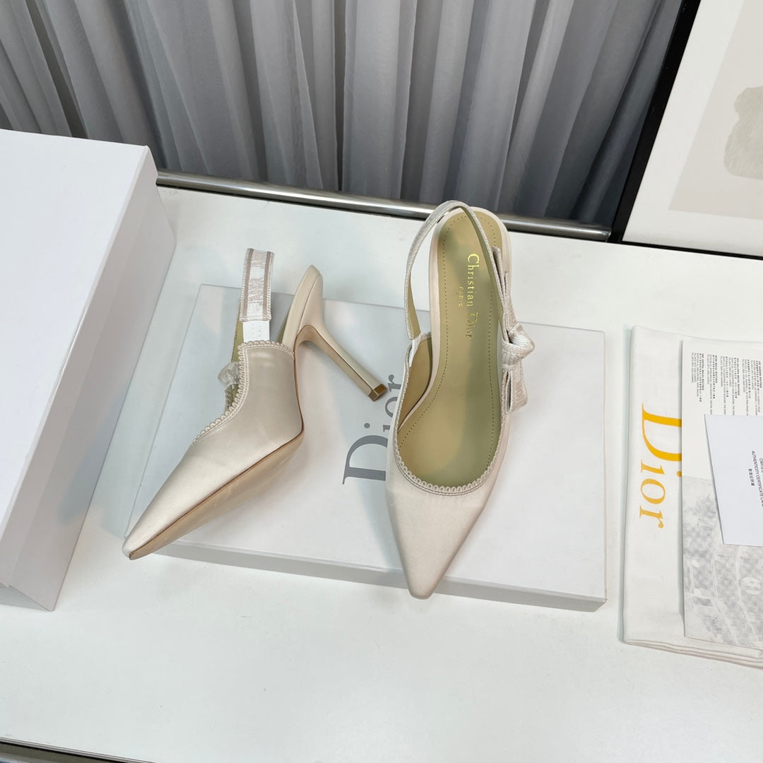 Luxury Diorslingback pumps 95 white silk fabric