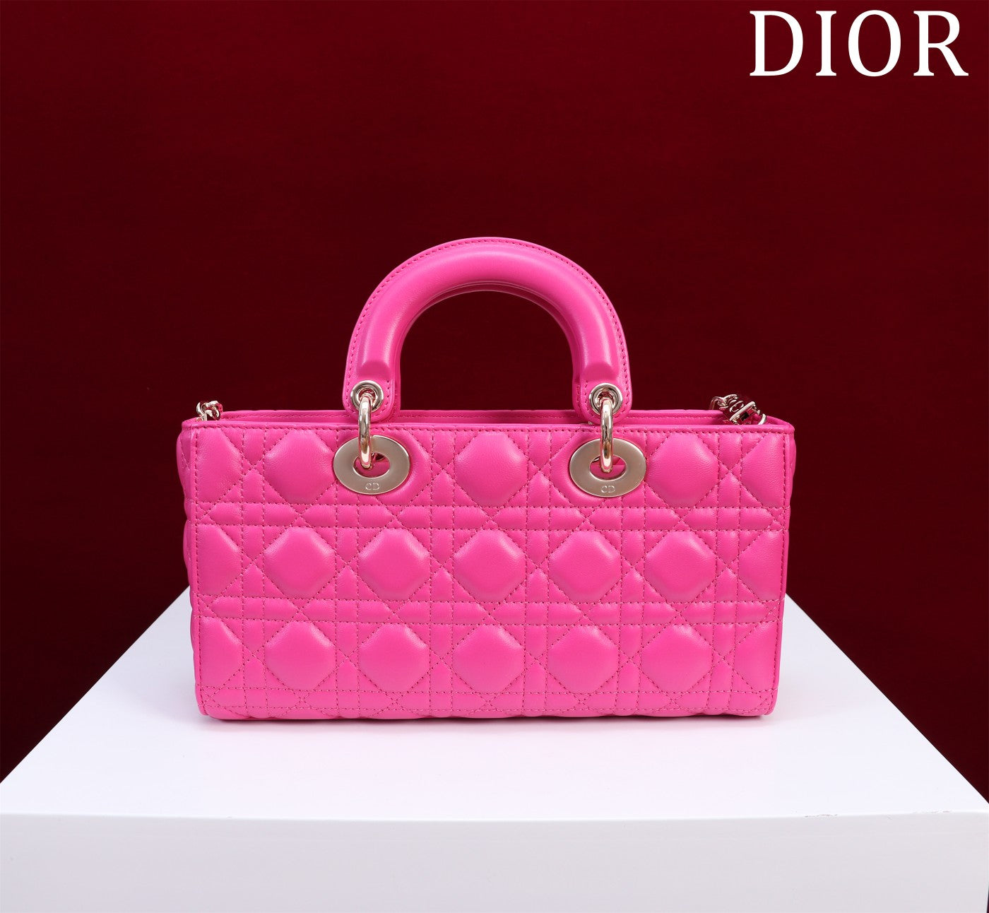 Luxury Diormedium lady d-joy 26 pink lambskin