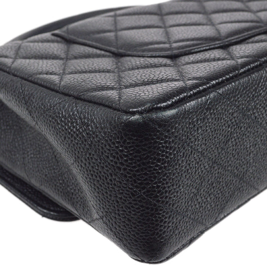 CHANEL 1994 Classic Flap Handbag Medium Black Caviar 78302