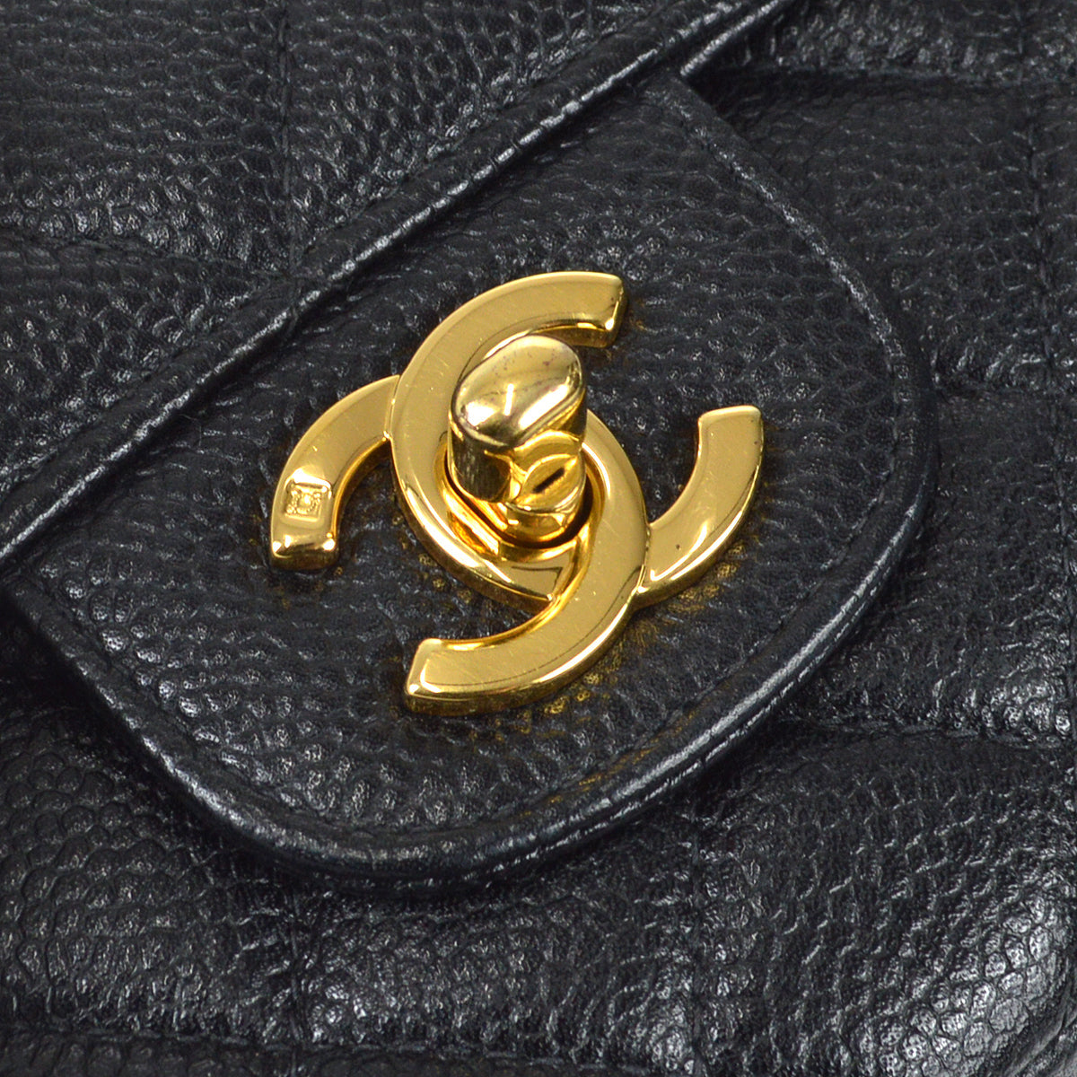 CHANEL 1994 Classic Flap Handbag Medium Black Caviar 78302
