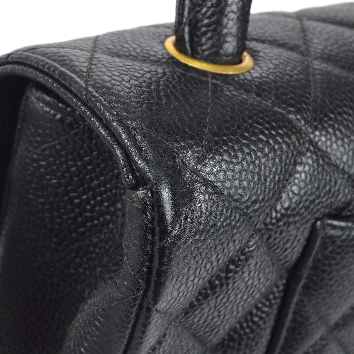 CHANEL 1994 Classic Flap Handbag Medium Black Caviar 78302