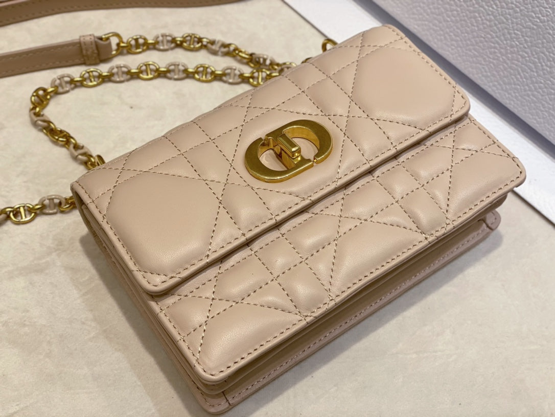 Luxury Diormiss caro mini 19 light beige calfskin