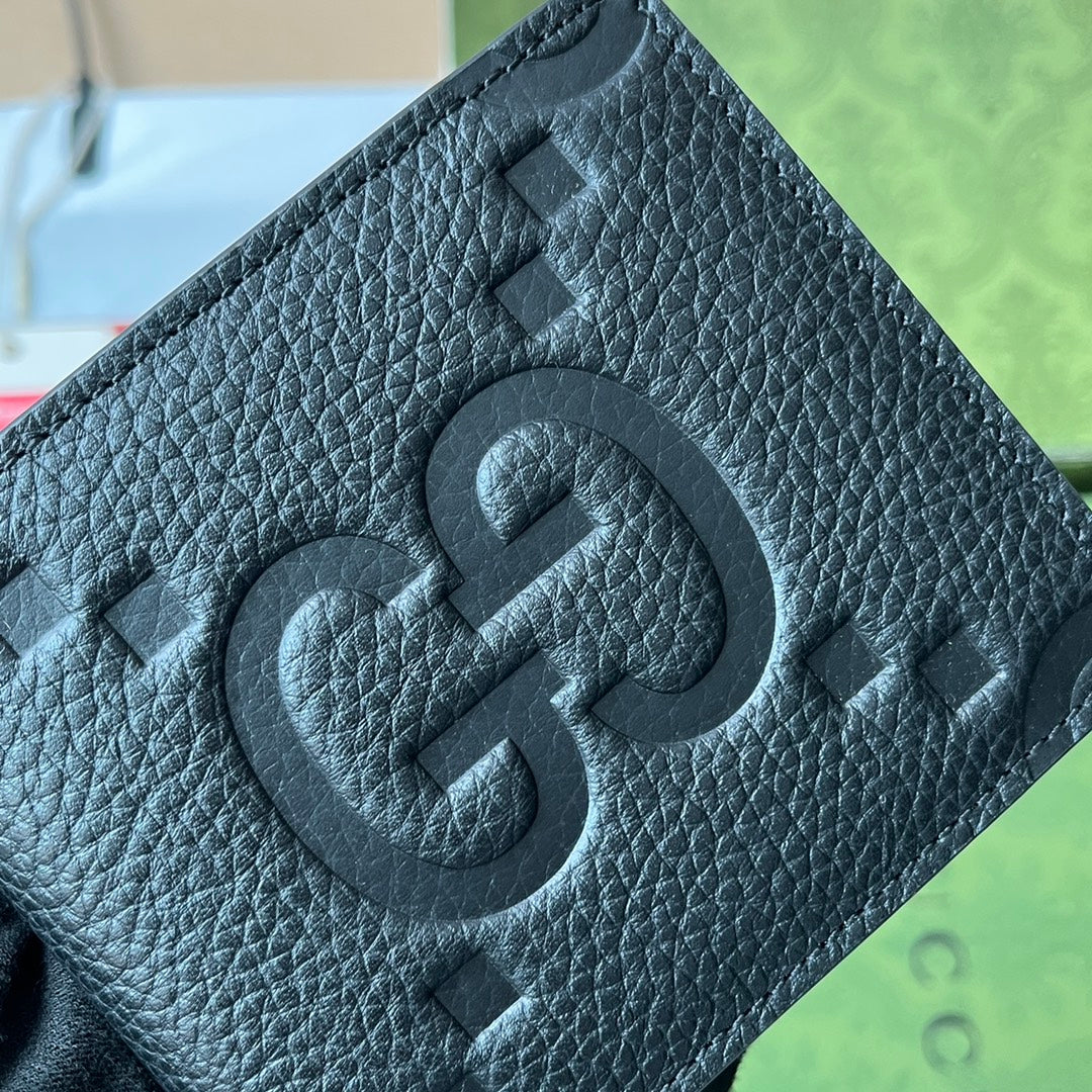 Luxury Gucci WALLET 11 IN BLACK EMBOSSED CALFSKIN