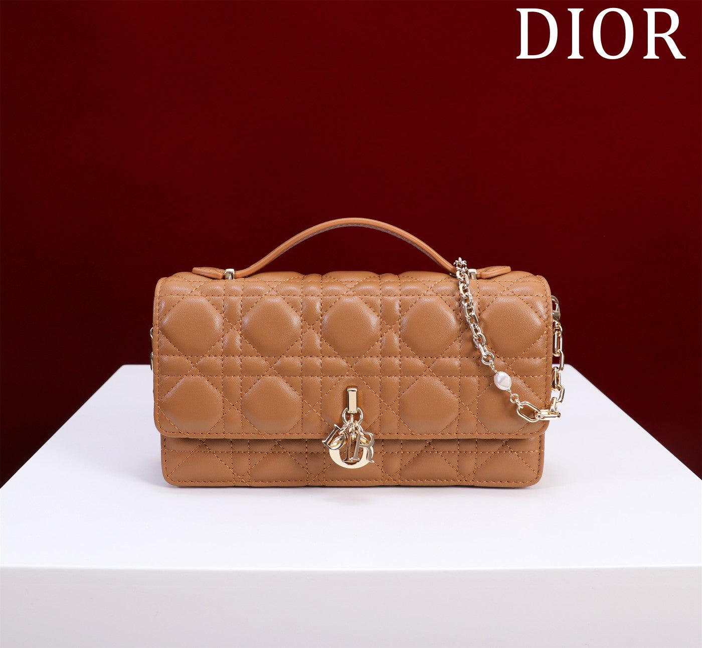 Luxury Diormy mini 21 medium tan lambskin