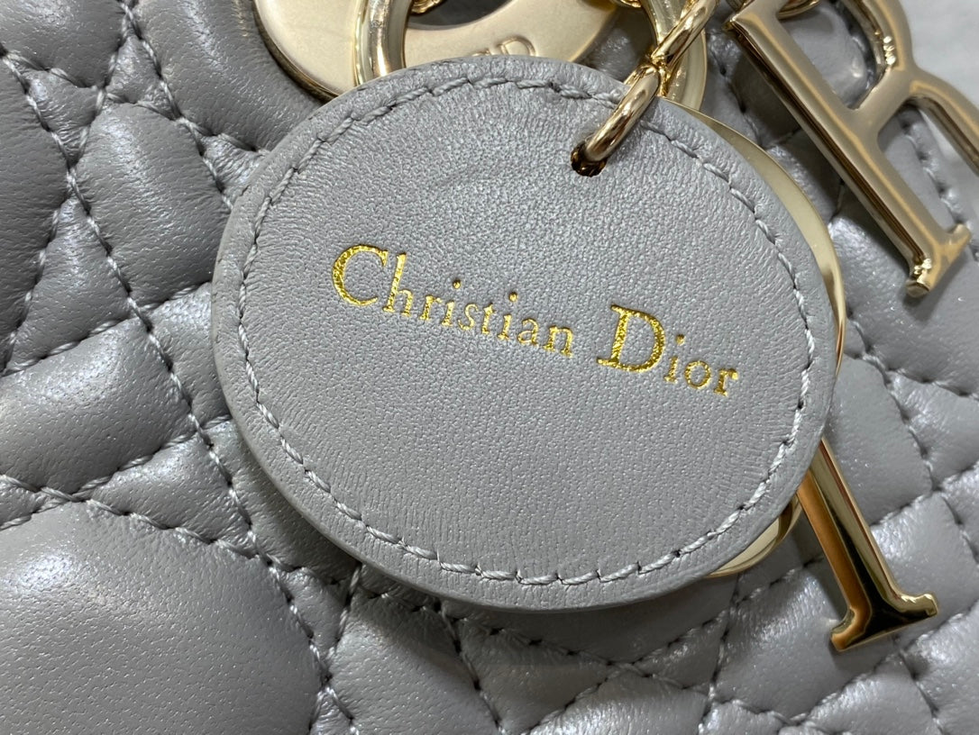 Luxury Diormini lady 17cm grey lambskin