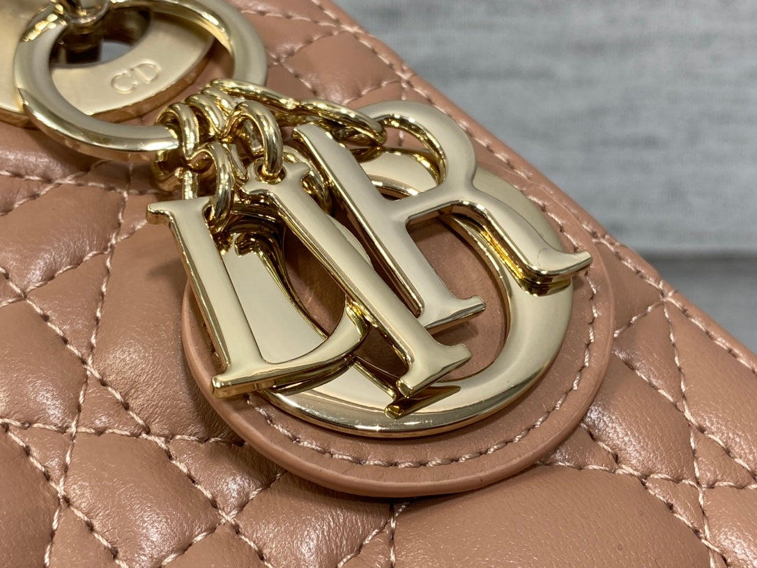 Luxury Diormini lady 17 pinkish brown lambskin