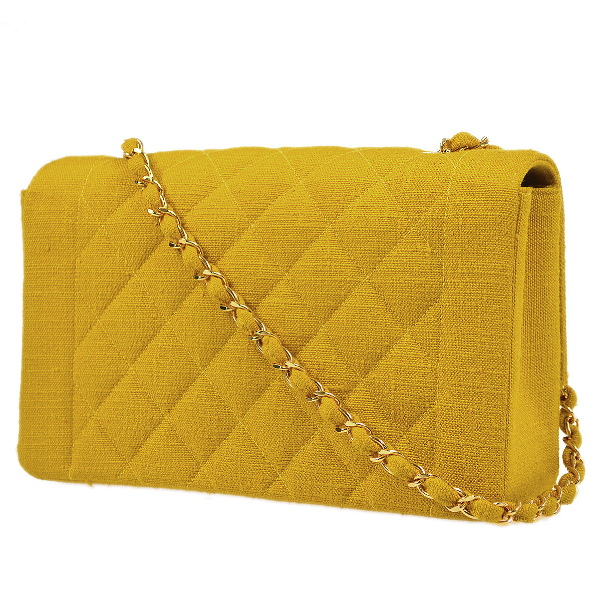 Luxury Chanel 1991-1994 Diana Flap Medium Yellow Linen 77936