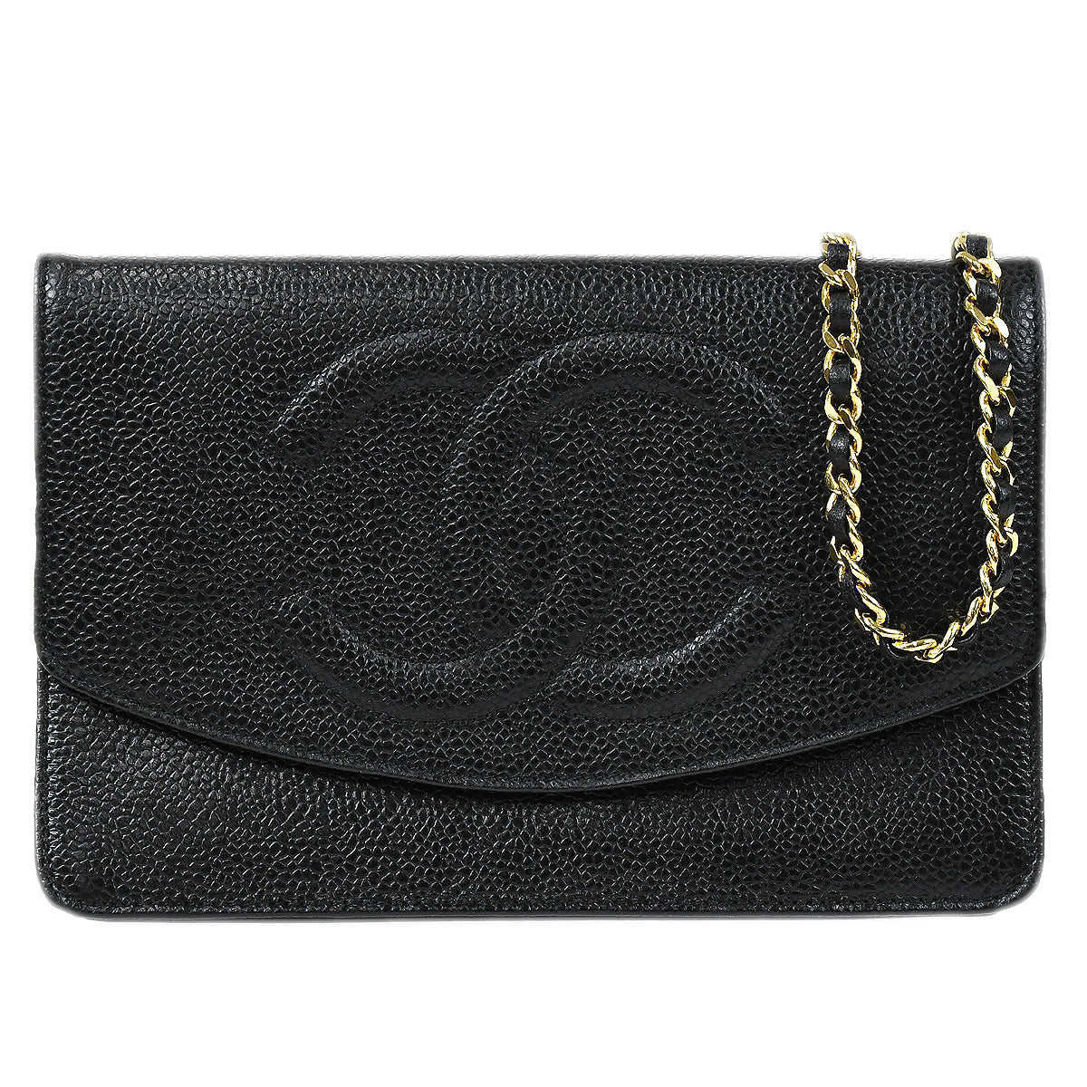 Luxury Chanel WOC Chain Shoulder Wallet Bag Black Caviar 97644
