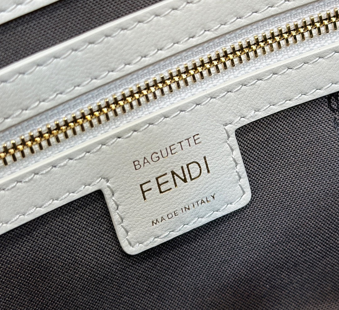 Luxury FendiBaguette 27cm Grey Lambskin Gold Hardware