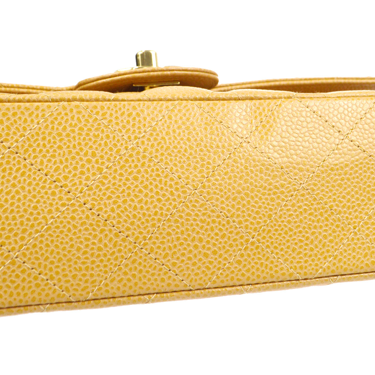 CHANEL 2003-2004 Classic Double Flap Medium Beige Caviar 66827