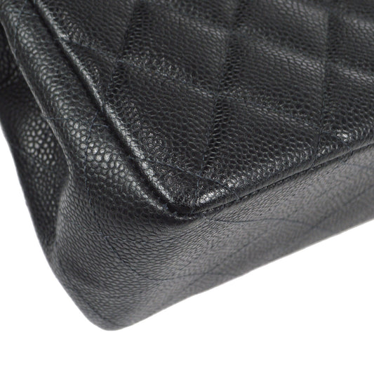 CHANEL Classic Flap Jumbo Double Chain Shoulder Bag Black Caviar 87978