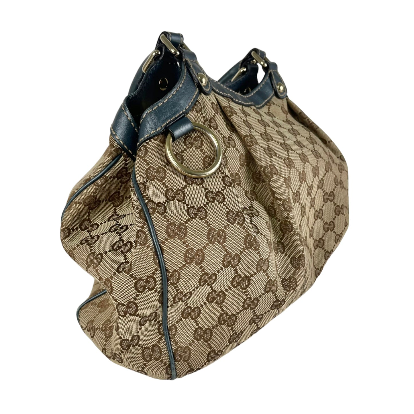 Luxury Gucci Trending 2025 Blue Sukey Monogram Bag