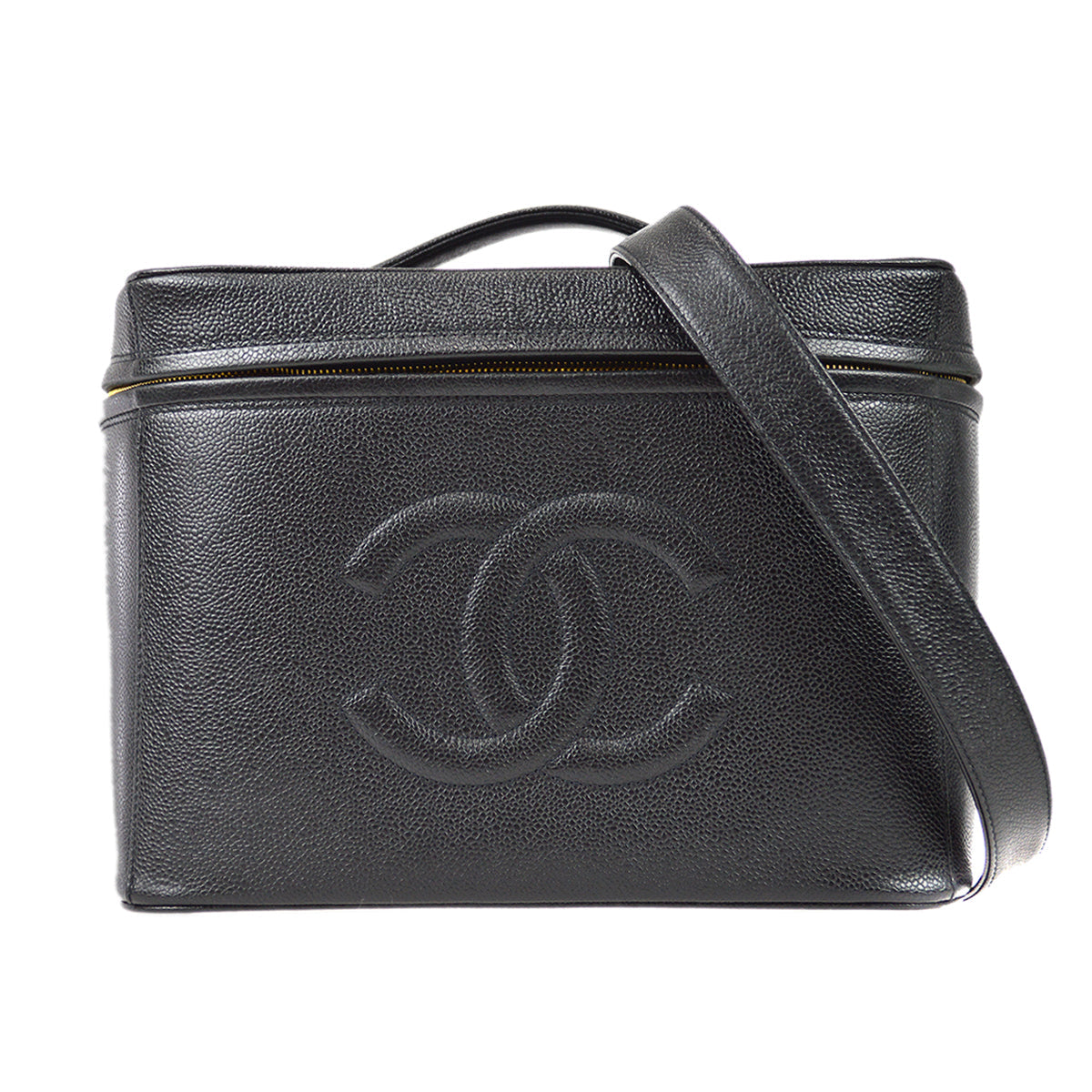Luxury Chanel 1994-1996 Timeless Vanity Handbag Black Caviar 68008