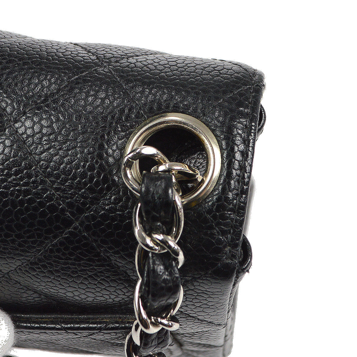 CHANEL 2004-2005 Classic Flap Mini Square 17 SHW Black Caviar 78282