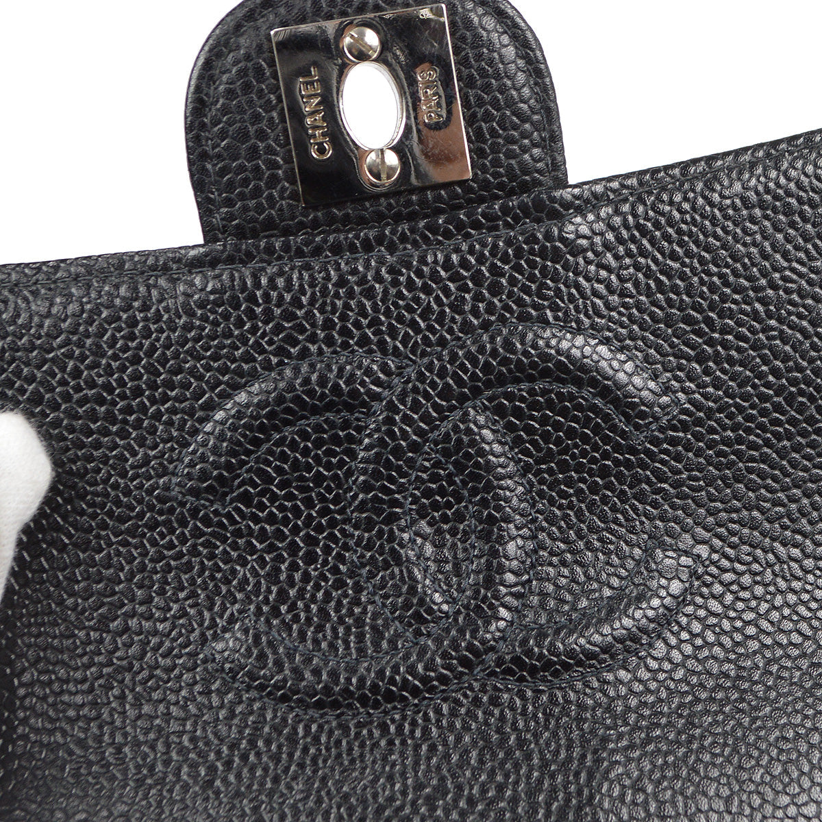 CHANEL 2004-2005 Classic Flap Mini Square 17 SHW Black Caviar 78282