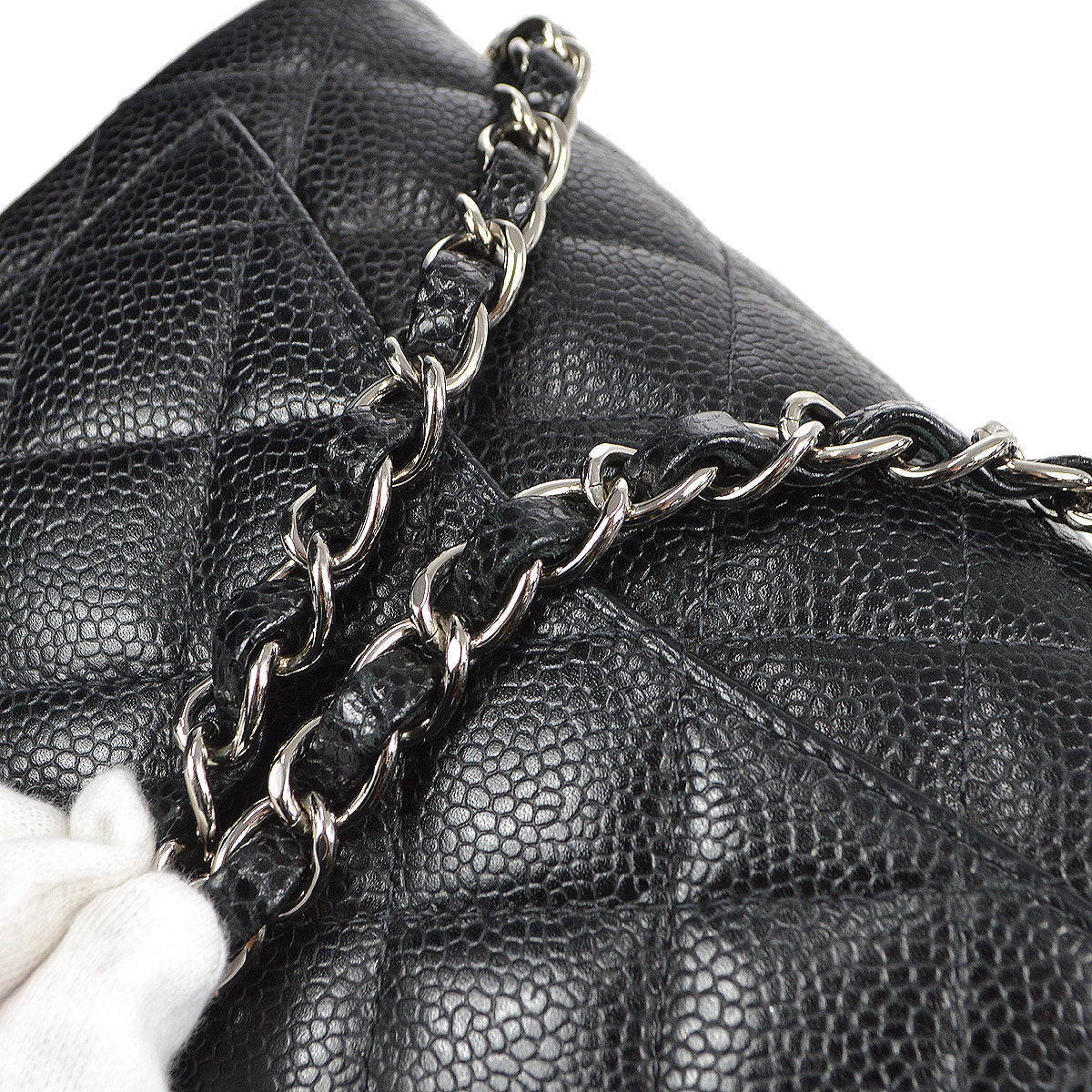 CHANEL 2004-2005 Classic Flap Mini Square 17 SHW Black Caviar 78282