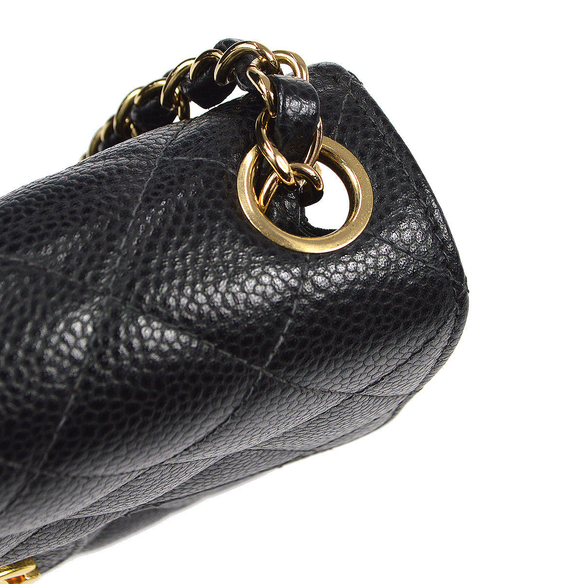 CHANEL 2003-2004 Classic Flap Mini Square 17 Black Caviar 78316