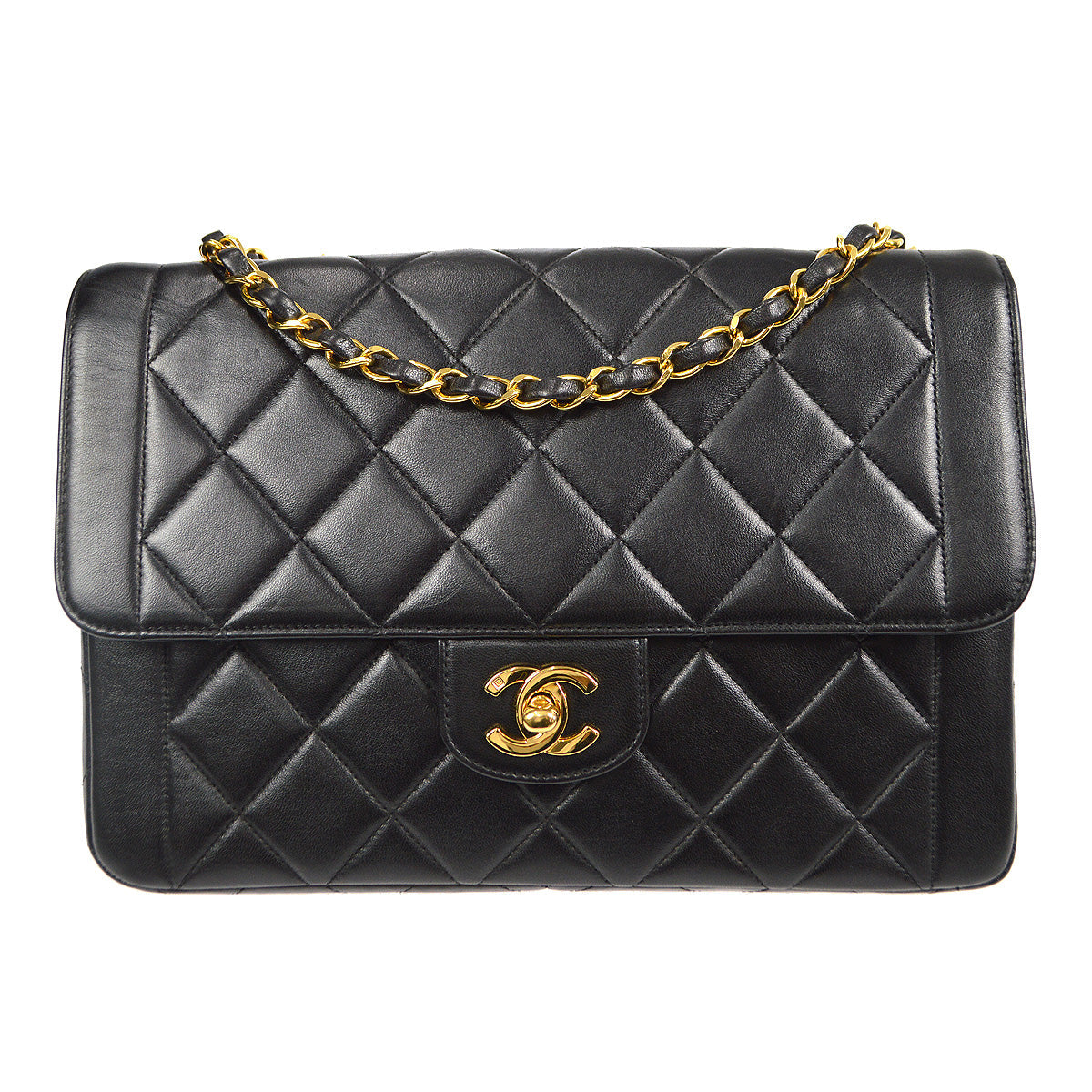 CHANEL 1994-1996 Border Flap Medium Black Lambskin 87840