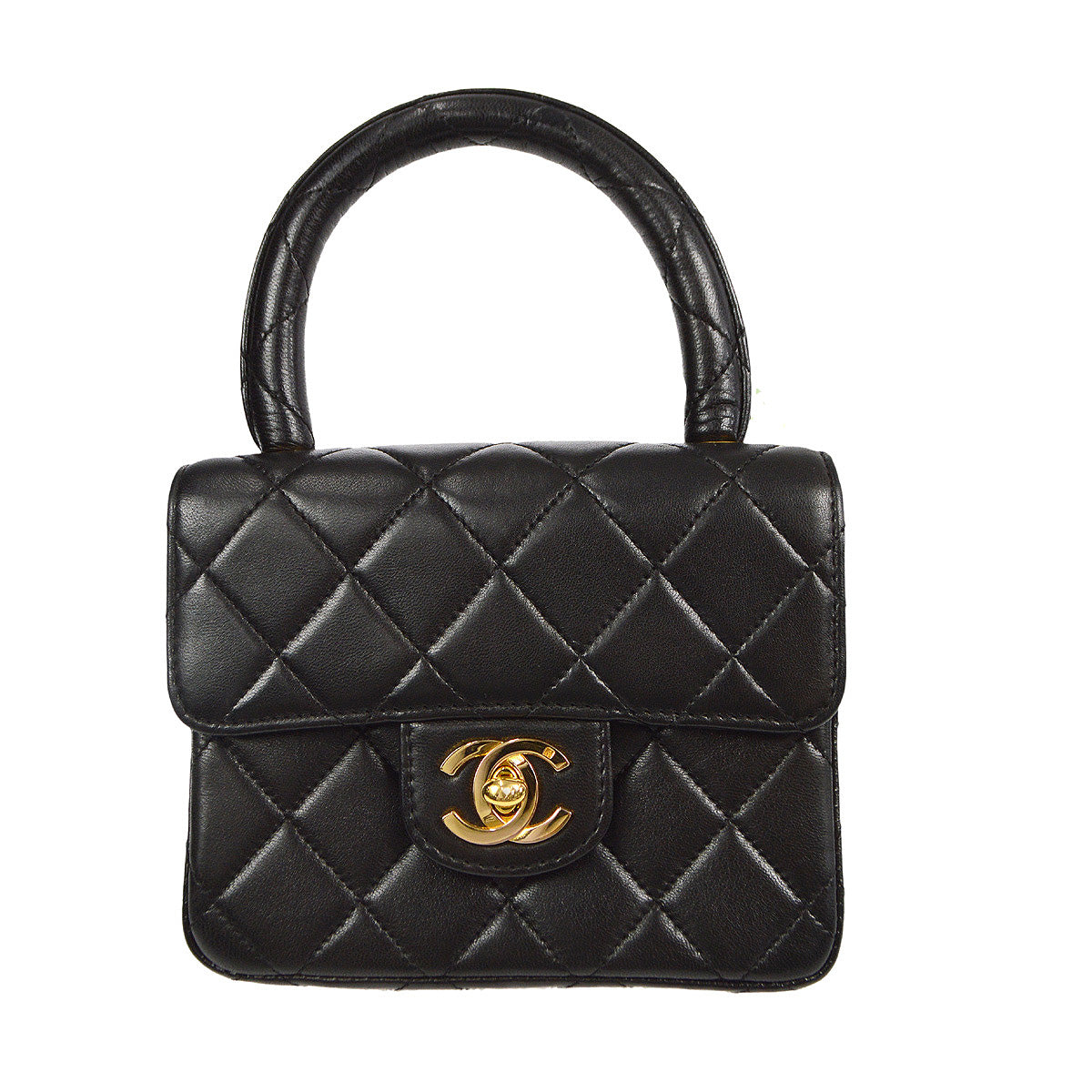 CHANEL Classic Flap Micro Square Handbag Black Lambskin 91607