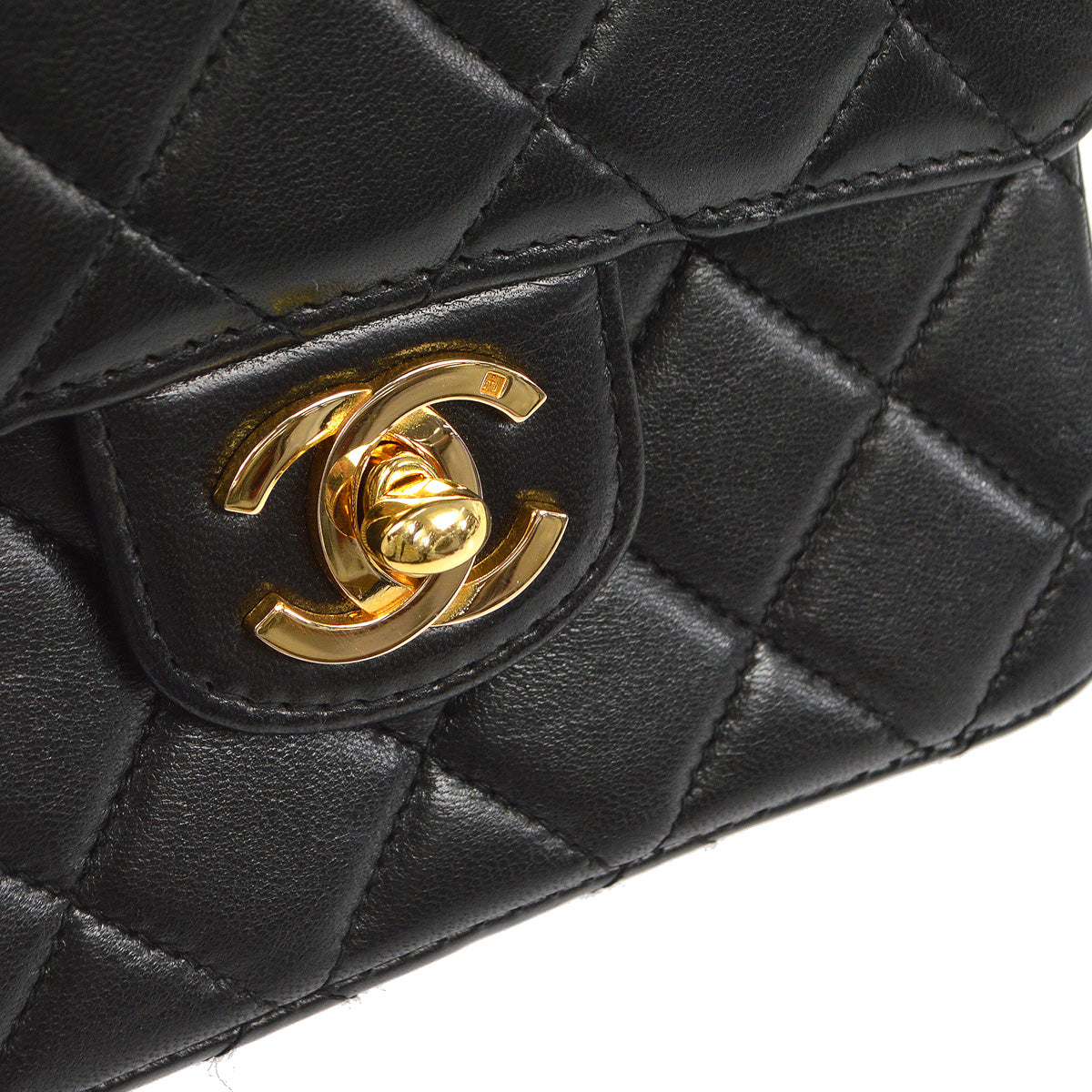 CHANEL Classic Flap Micro Square Handbag Black Lambskin 91607