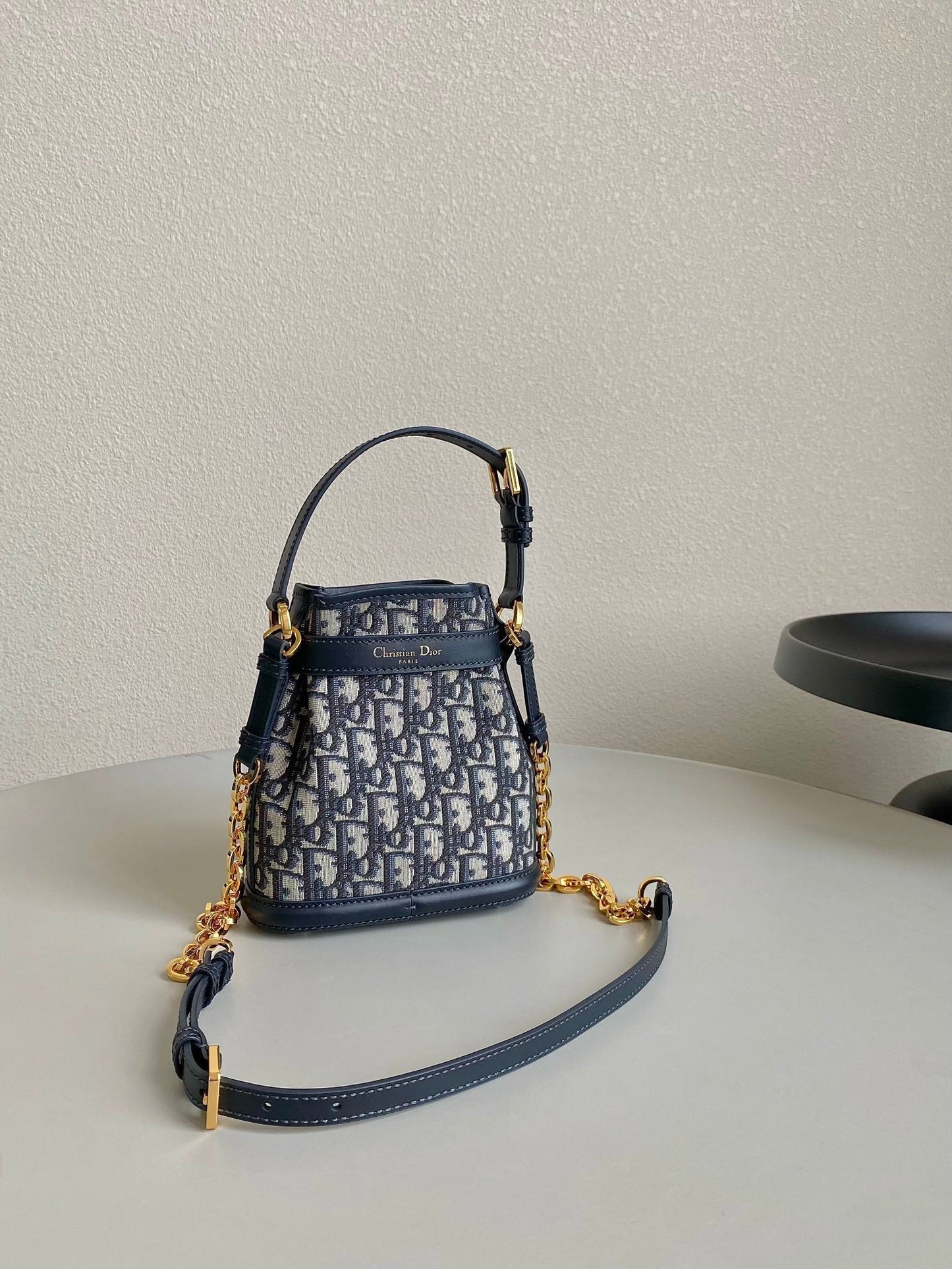 Luxury DiorSMALL C'EST 18 IN BLUE CD-EMBOSSED OBLIQUE JACQUARD