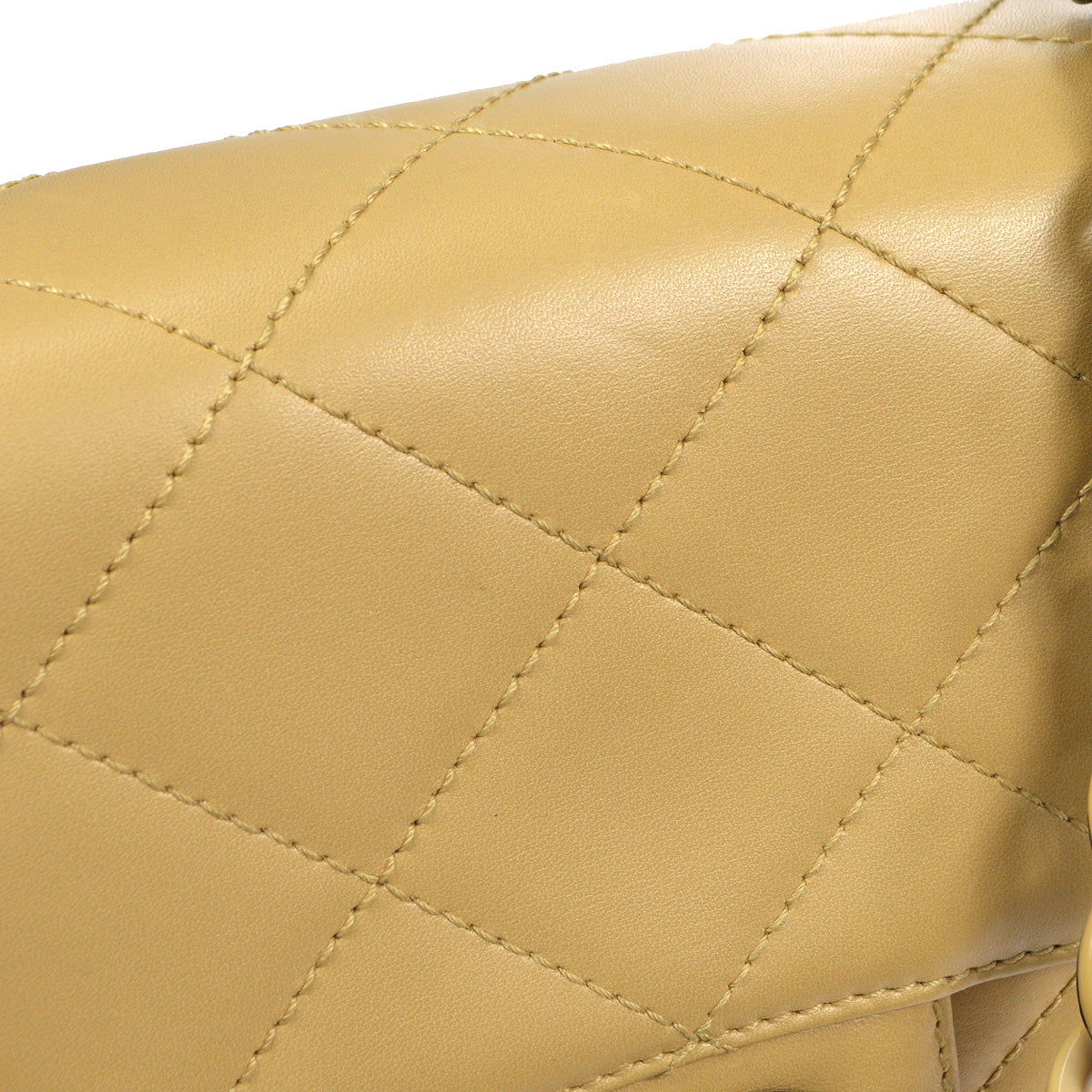 CHANEL 2000-2001 Acrylic Chain Classic Single Flap Medium Beige Calfskin 67927