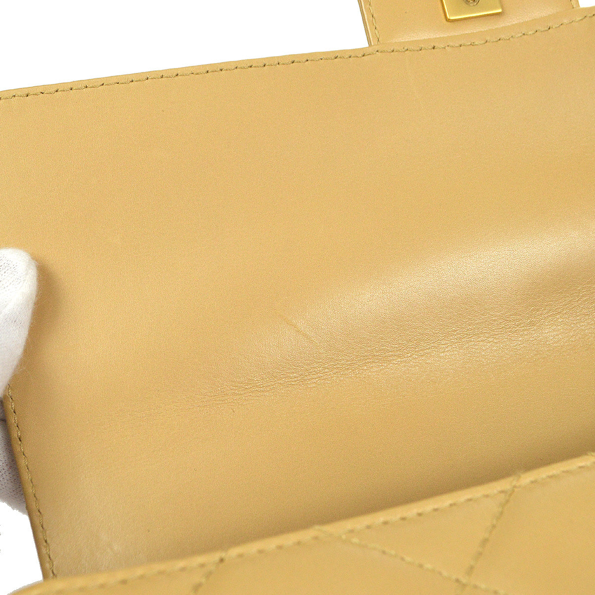 CHANEL 2000-2001 Acrylic Chain Classic Single Flap Medium Beige Calfskin 67927