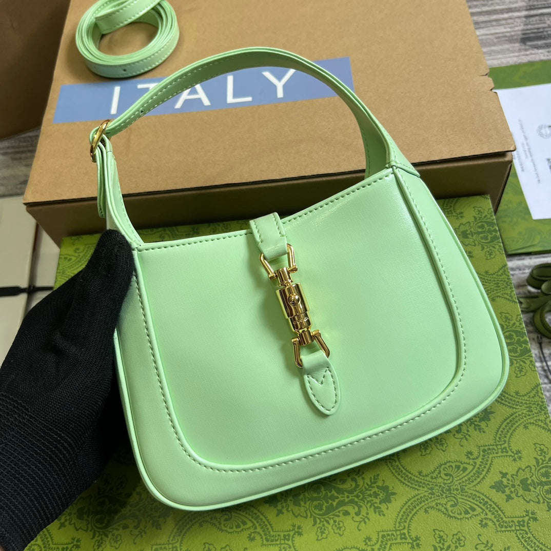 Luxury Gucci GG JACKIE MINI 19 SHOULDER BAG IN LIGHT GREEN CALFSKIN
