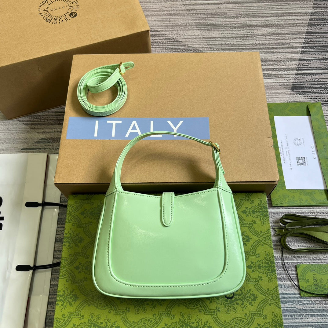 Luxury Gucci GG JACKIE MINI 19 SHOULDER BAG IN LIGHT GREEN CALFSKIN