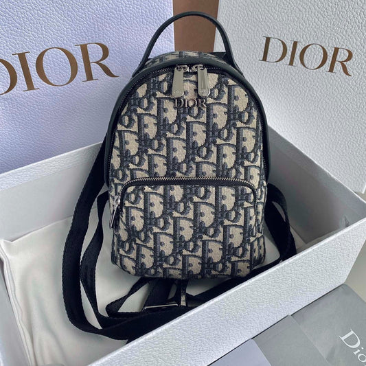 Luxury DiorMINI RIDER BACKPACK 24 BEIGE AND BLACK OBLIQUE JACQUARD