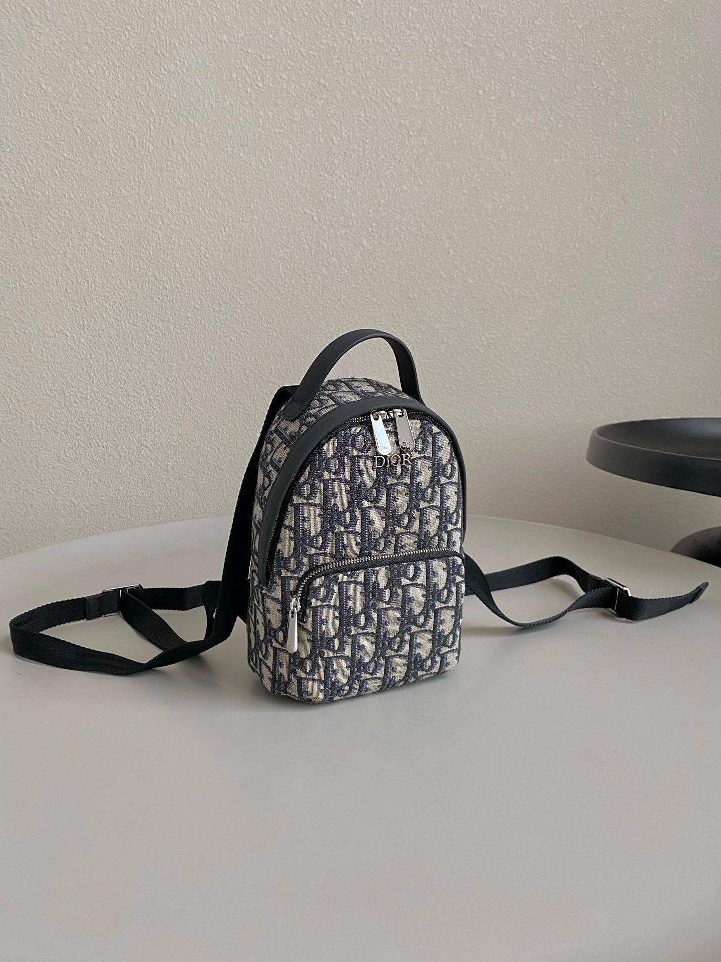 Luxury DiorMINI RIDER BACKPACK 24 BEIGE AND BLACK OBLIQUE JACQUARD
