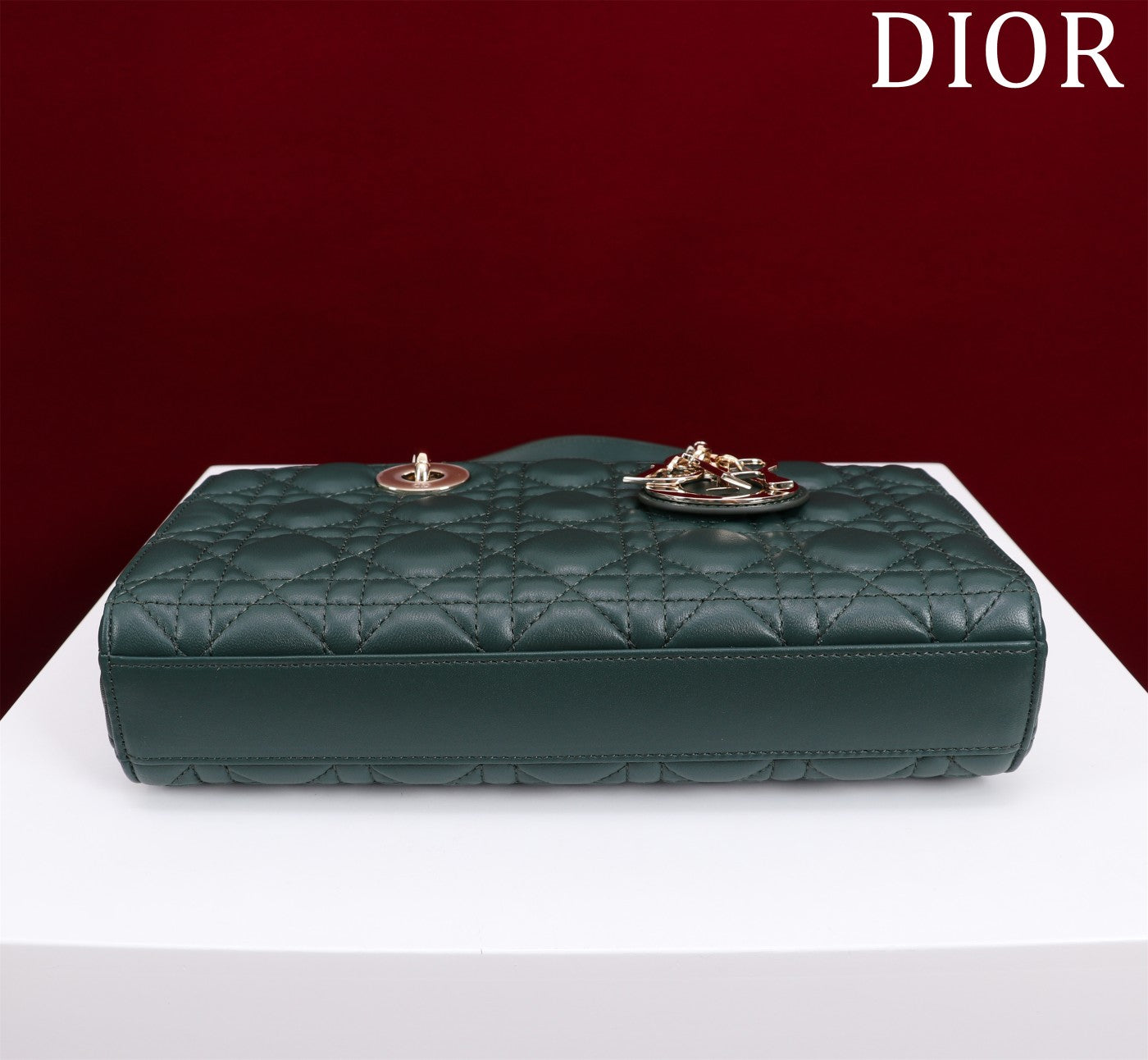 Luxury Diormedium lady d-joy 26 dark green lambskin