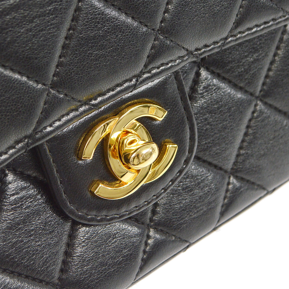 CHANEL Classic Flap Micro Handbag Black Lambskin 97677
