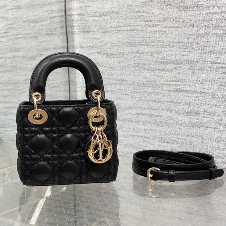 Luxury Diormicro lady 12 black lambskin ghw