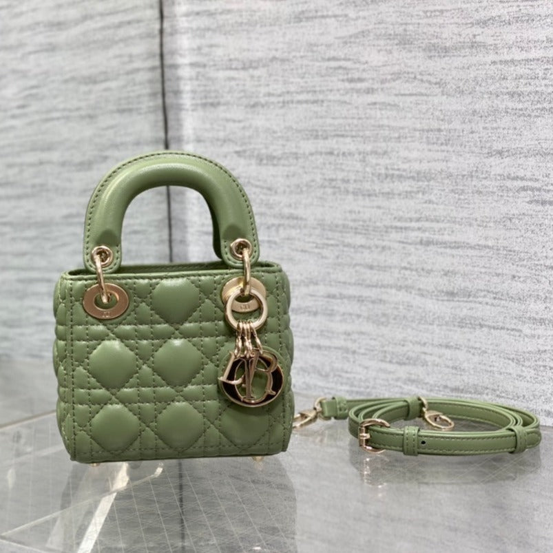 Luxury Diormicro lady 12 green lambskin ghw