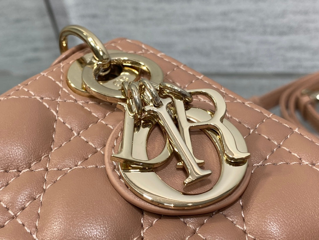 Luxury Diormicro lady 12 pinkish brown lambskin ghw
